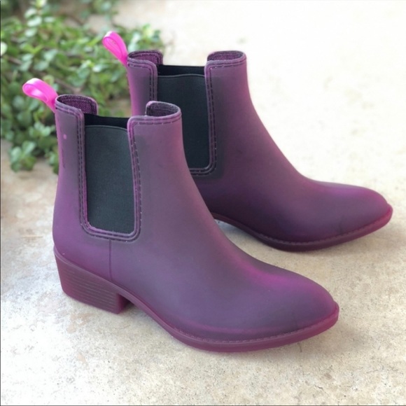 Jeffrey Campbell matte purple rain boots ankle length - Picture 2 of 10